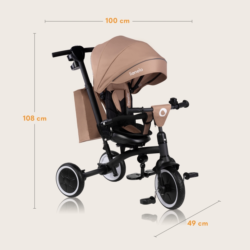 Lionelo - TRIS PLUS trehjuling för barn, beige sand