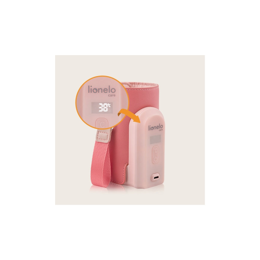 Lionelo - Uppladdningsbar flaskvärmare THERMUP GO EVO 18W/5V rosa