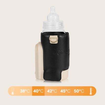 Lionelo - Uppladdningsbar flaskvärmare THERMUP GO EVO 18W/5V svart/beige