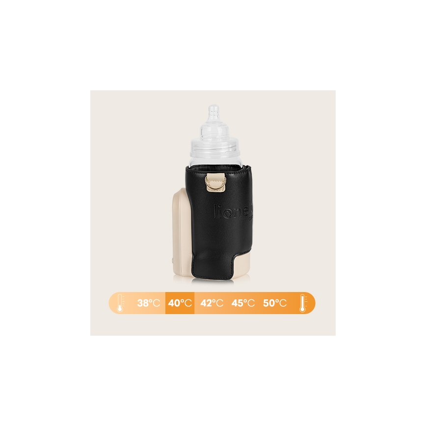 Lionelo - Uppladdningsbar flaskvärmare THERMUP GO EVO 18W/5V svart/beige