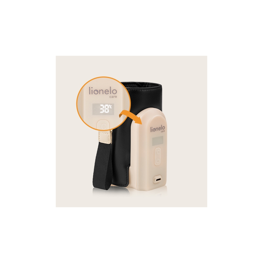 Lionelo - Uppladdningsbar flaskvärmare THERMUP GO EVO 18W/5V svart/beige