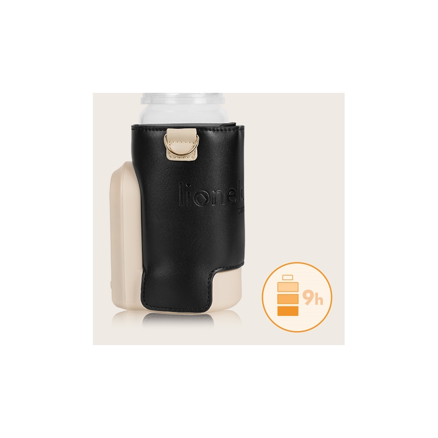 Lionelo - Uppladdningsbar flaskvärmare THERMUP GO EVO 18W/5V svart/beige
