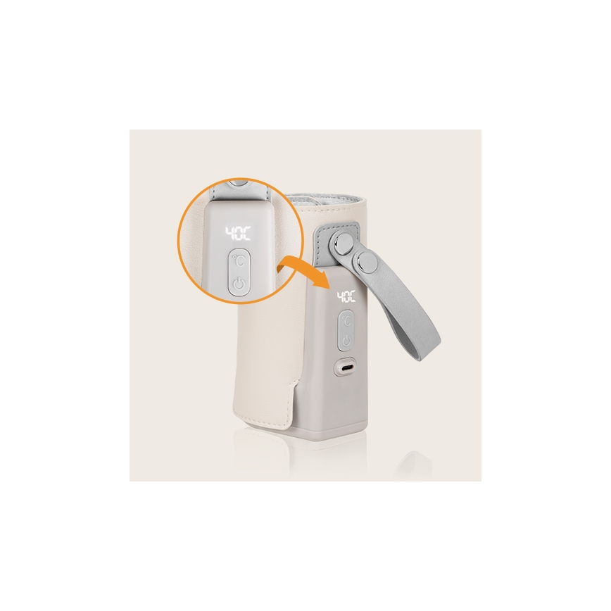 Lionelo - Uppladdningsbar flaskvärmare THERMUP GO PLUS 10W/5V beige