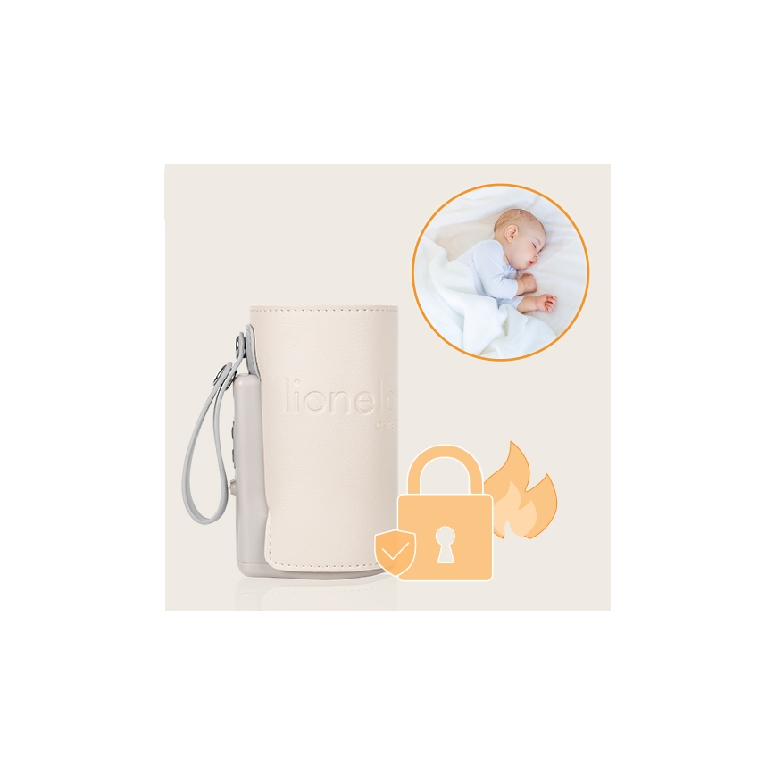 Lionelo - Uppladdningsbar flaskvärmare THERMUP GO PLUS 10W/5V beige