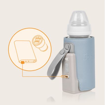 Lionelo - Uppladdningsbar flaskvärmare THERMUP GO PLUS 10W/5V blå/grå