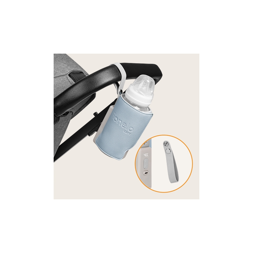 Lionelo - Uppladdningsbar flaskvärmare THERMUP GO PLUS 10W/5V blå/grå