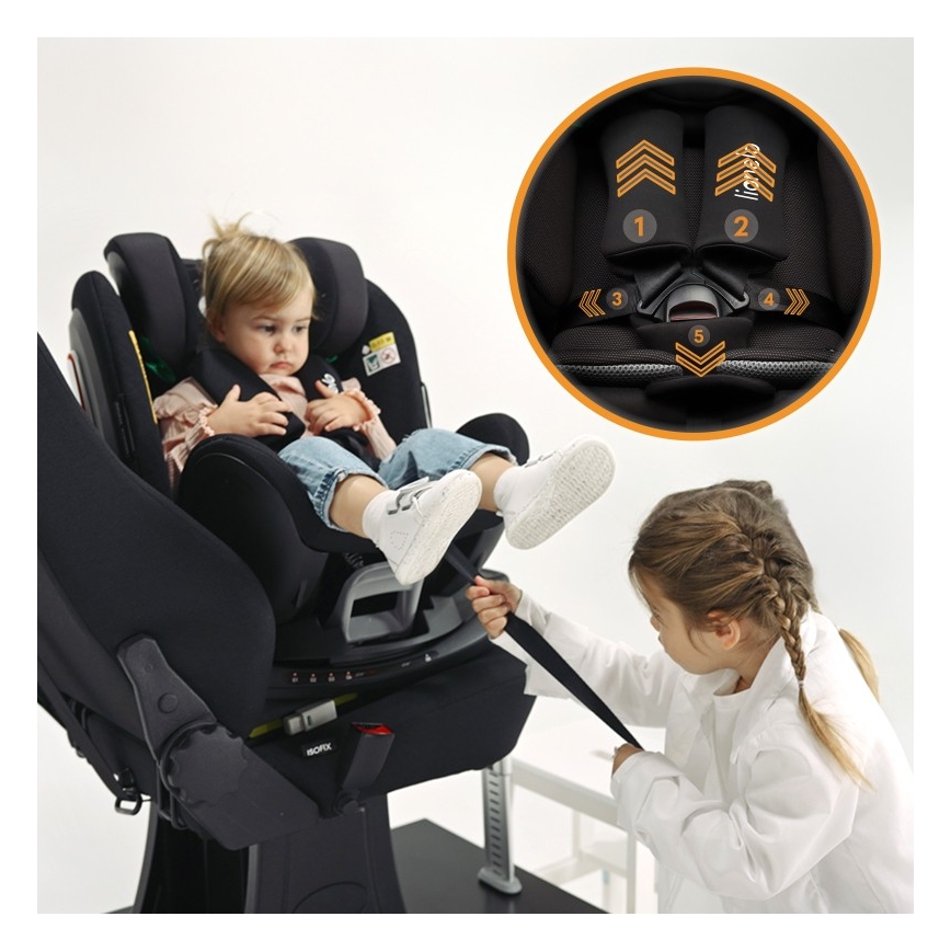 Lionelo - ANTOON PLUS i-Size vridbar bilbarnstol med bas 40-105 cm Svart Onyx