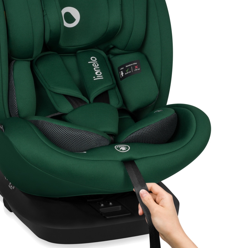 Lionelo - Vridbar bilbarnstol med bas BASTIAAN i-Size 40-150 cm Green Forest