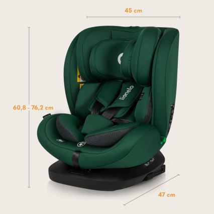 Lionelo - Vridbar bilbarnstol med bas BASTIAAN i-Size 40-150 cm Green Forest