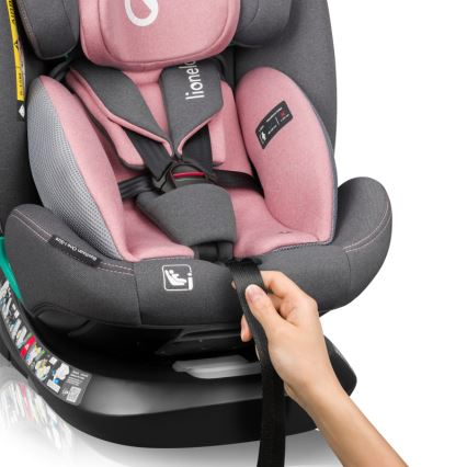 Lionelo - Bilbarnstol med roterbar bas BASTIAAN ONE i-Size 40-150 cm Pink Rose