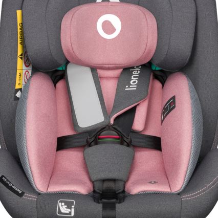 Lionelo - Bilbarnstol med roterbar bas BASTIAAN ONE i-Size 40-150 cm Pink Rose