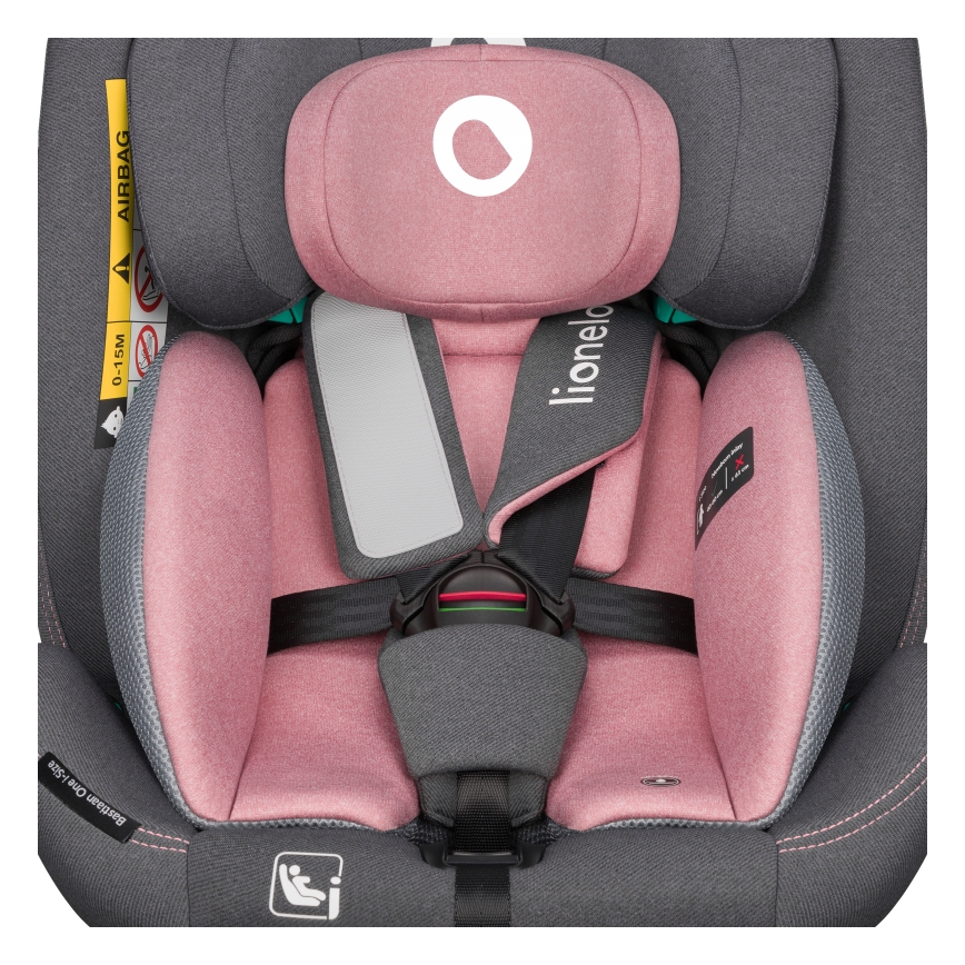 Lionelo - Bilbarnstol med roterbar bas BASTIAAN ONE i-Size 40-150 cm Pink Rose