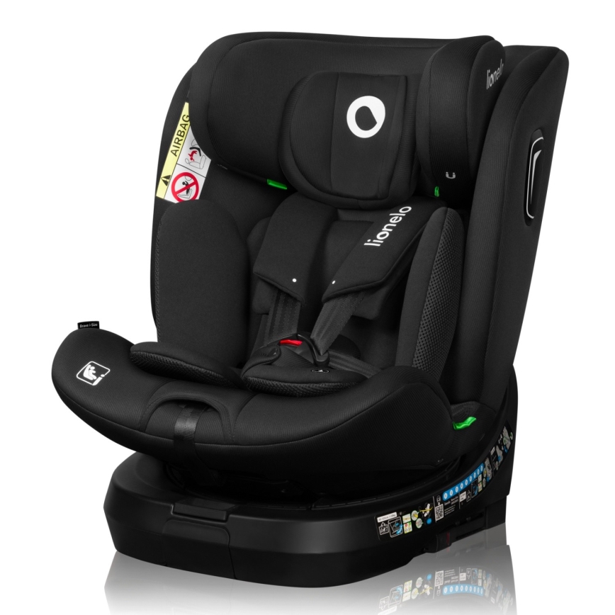 Lionelo - Vridbar bilbarnstol med bas BRAVE i-Size 40-150 cm Black Carbon