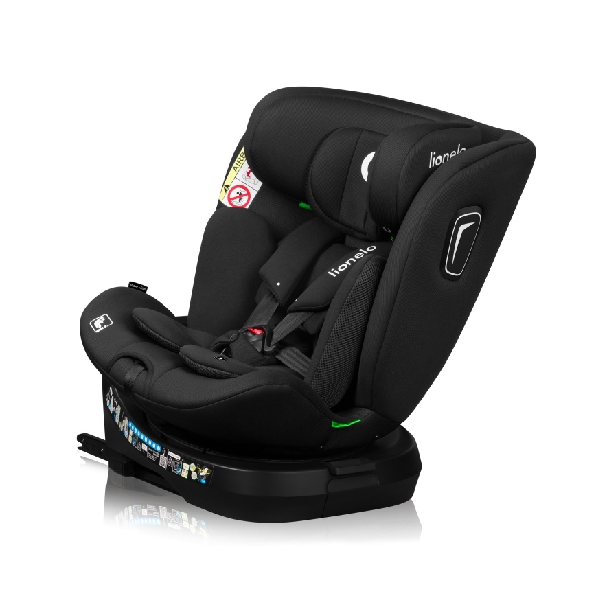 Lionelo - Vridbar bilbarnstol med bas BRAVE i-Size 40-150 cm Black Carbon