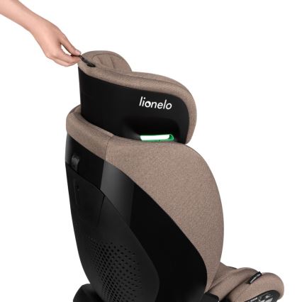 Lionelo - Vridbar bilbarnstol med bas LAVENDER i-Size 76-150 cm Lattebeige
