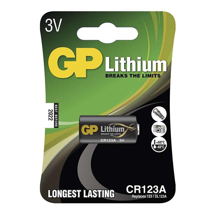 Lithium Batterier CR123A GP LITHIUM 3V/1400 mAh