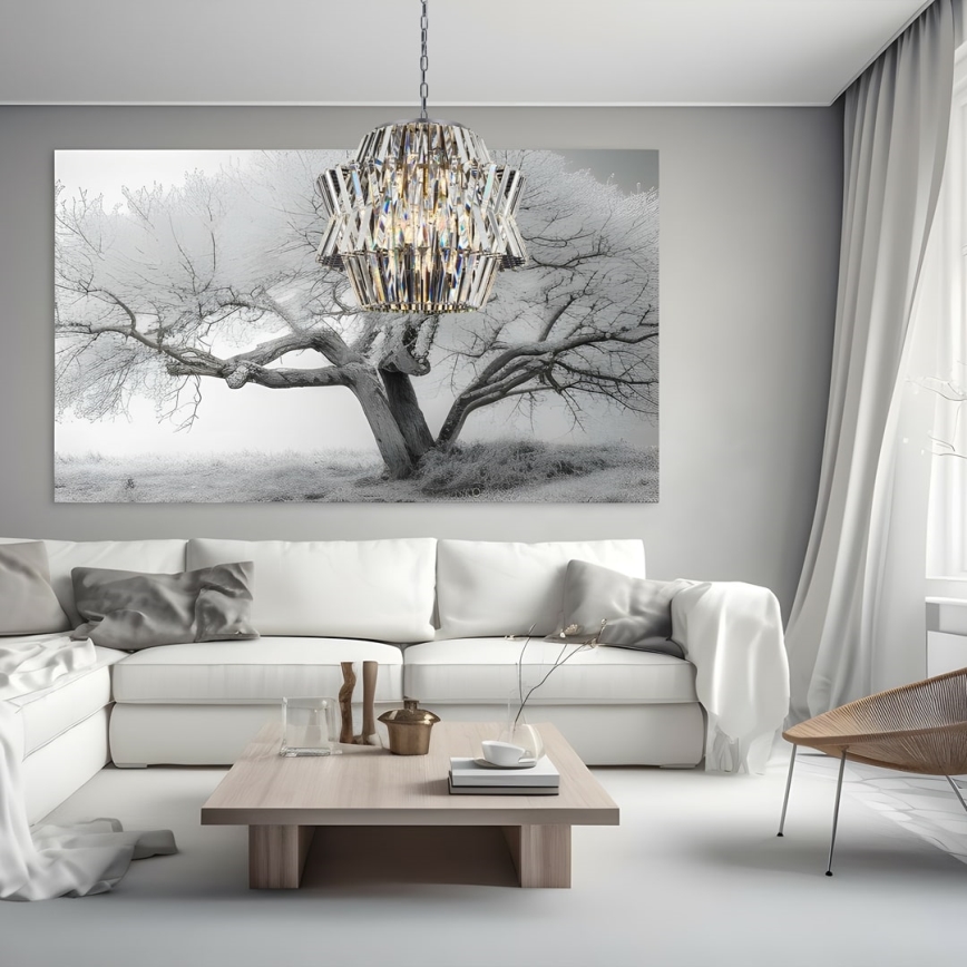 Ljuskrona i kristal med kedja CROWN 12xE14/40W/230V skinande krom