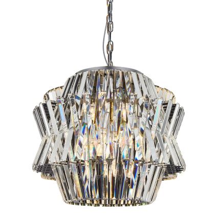 Ljuskrona i kristal med kedja CROWN 12xE14/40W/230V skinande krom