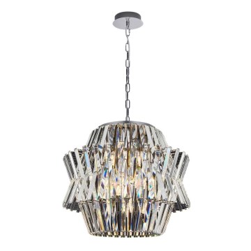 Ljuskrona i kristal med kedja CROWN 12xE14/40W/230V skinande krom