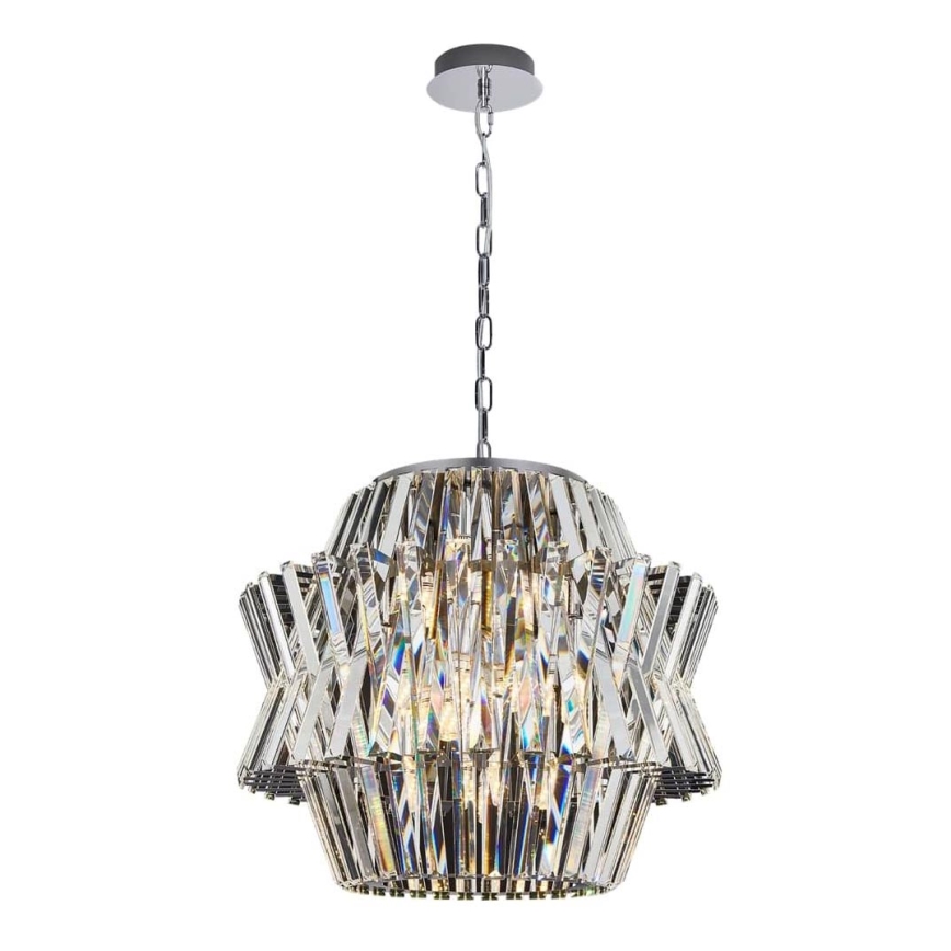 Ljuskrona i kristal med kedja CROWN 12xE14/40W/230V skinande krom
