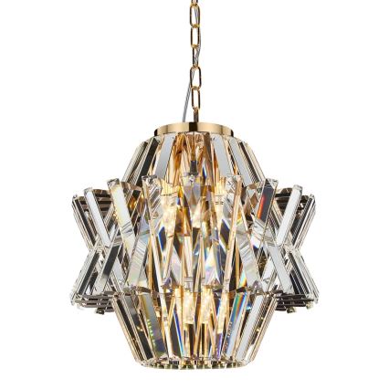 Ljuskrona i kristal med kedja CROWN 4xE14/40W/230V guld