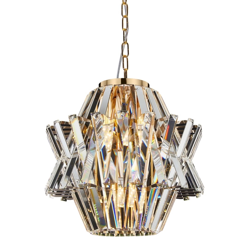 Ljuskrona i kristal med kedja CROWN 4xE14/40W/230V guld