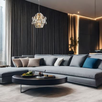 Ljuskrona i kristal med kedja CROWN 4xE14/40W/230V skinande krom