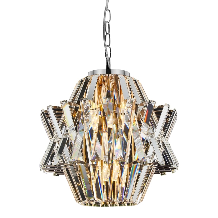 Ljuskrona i kristal med kedja CROWN 4xE14/40W/230V skinande krom