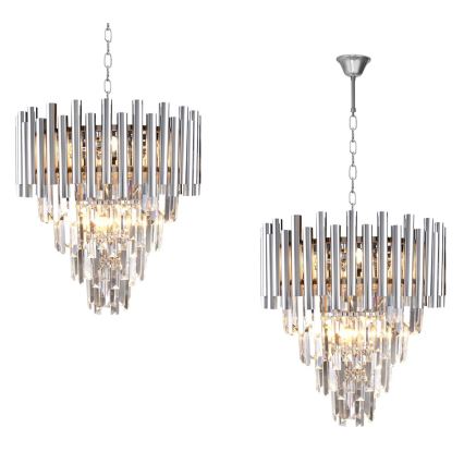 Ljuskrona i kristal med kedja MADISON 9xE14/40W/230V skinande krom