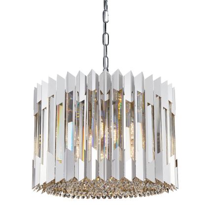 Ljuskrona i kristal med kedja RITZ 7xE14/40W/230V skinande krom
