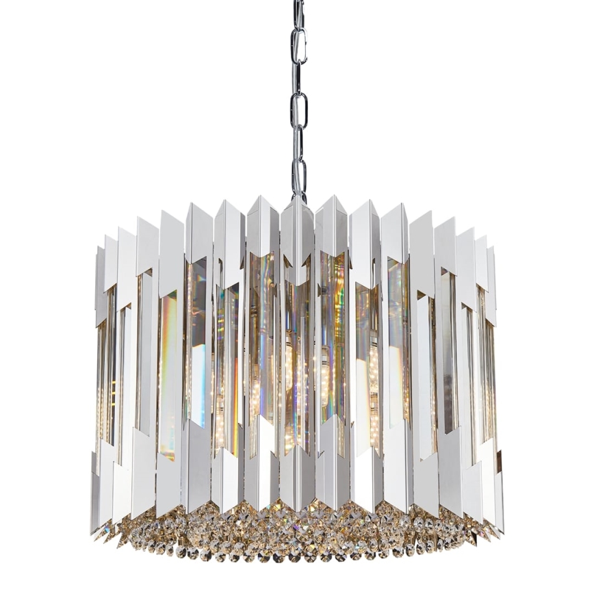 Ljuskrona i kristal med kedja RITZ 7xE14/40W/230V skinande krom
