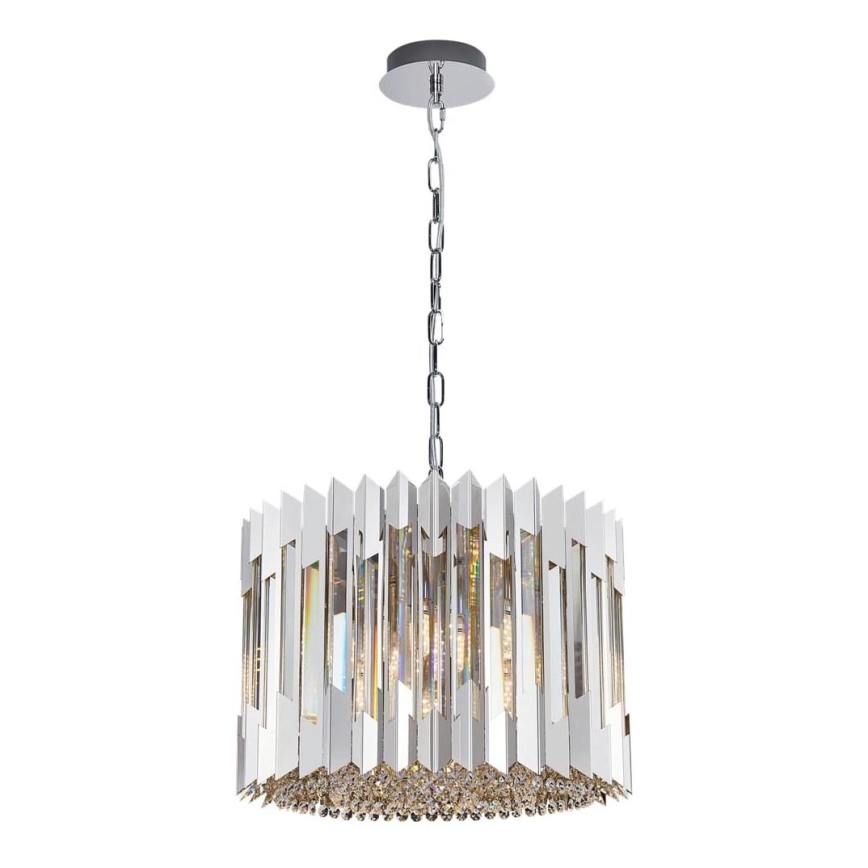 Ljuskrona i kristal med kedja RITZ 7xE14/40W/230V skinande krom