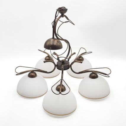 Ljuskrona med kedja COBRA 5xE27/60W/230V brons/patina