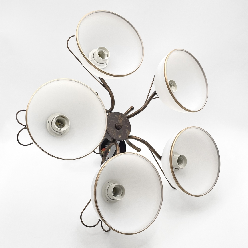 Ljuskrona med kedja COBRA 5xE27/60W/230V brons/patina