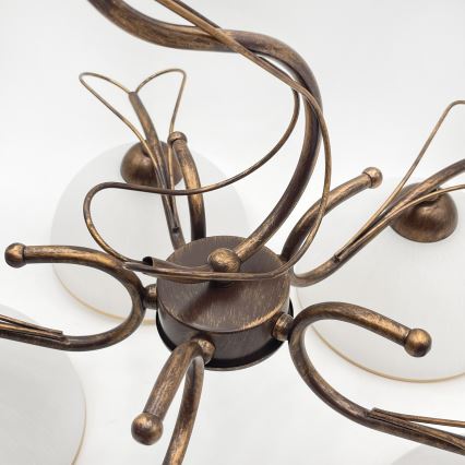 Ljuskrona med kedja COBRA 5xE27/60W/230V brons/patina