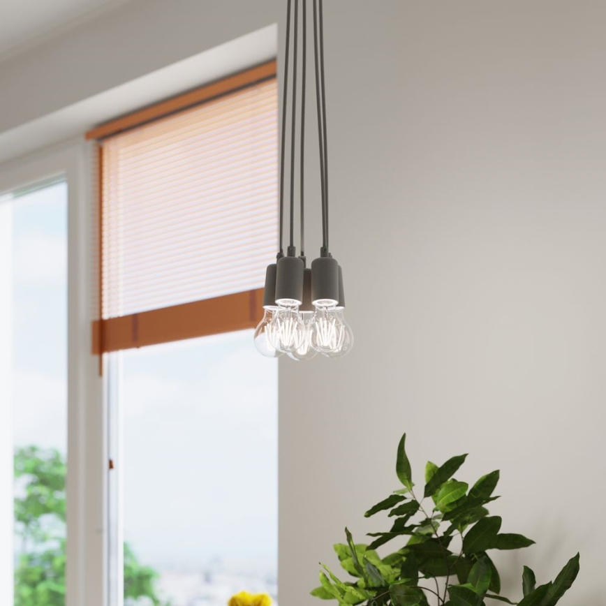 Ljuskrona med kedja DIEGO 1xE27/60W/230V grå