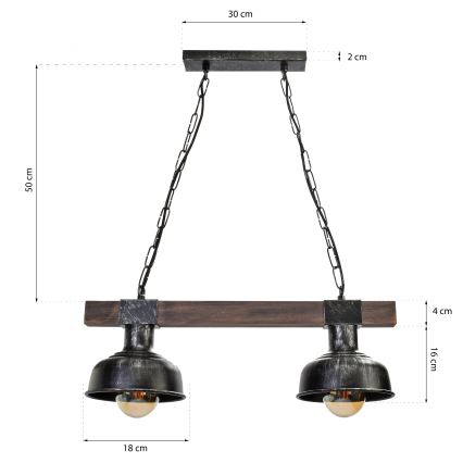 Ljuskrona med kedja FARO 2xE27/60W/230V