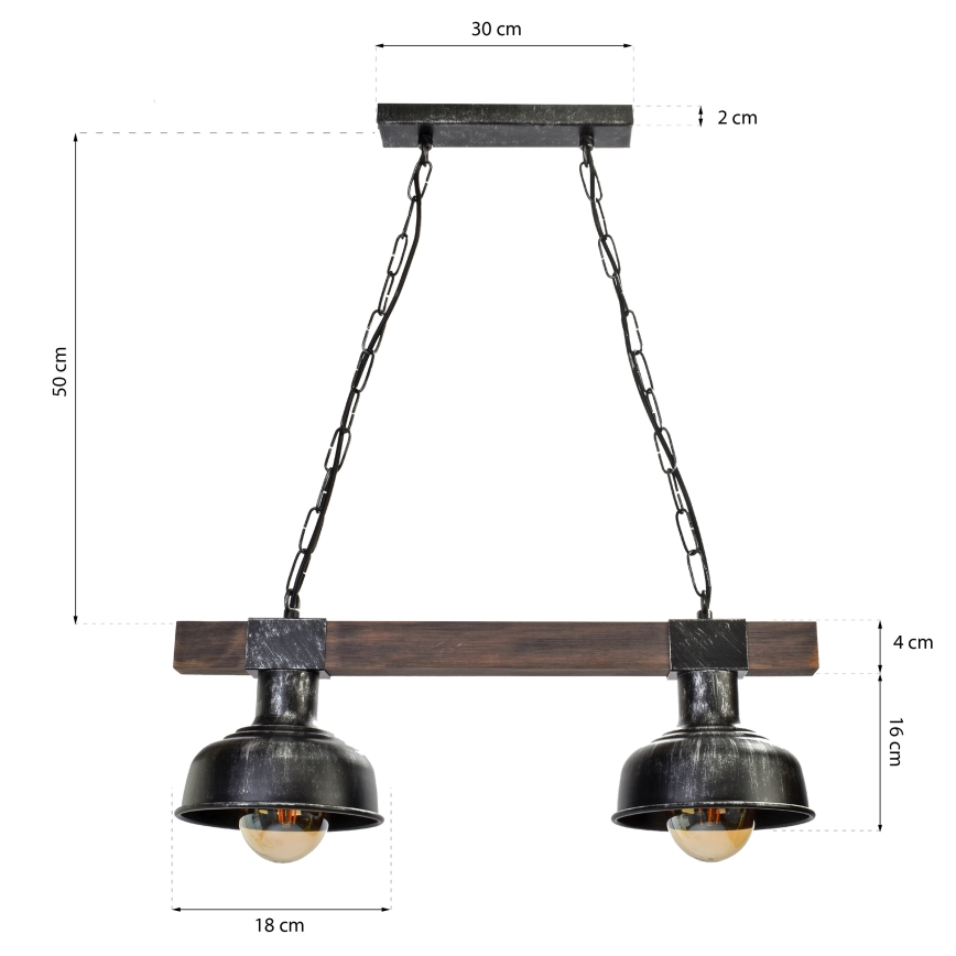 Ljuskrona med kedja FARO 2xE27/60W/230V