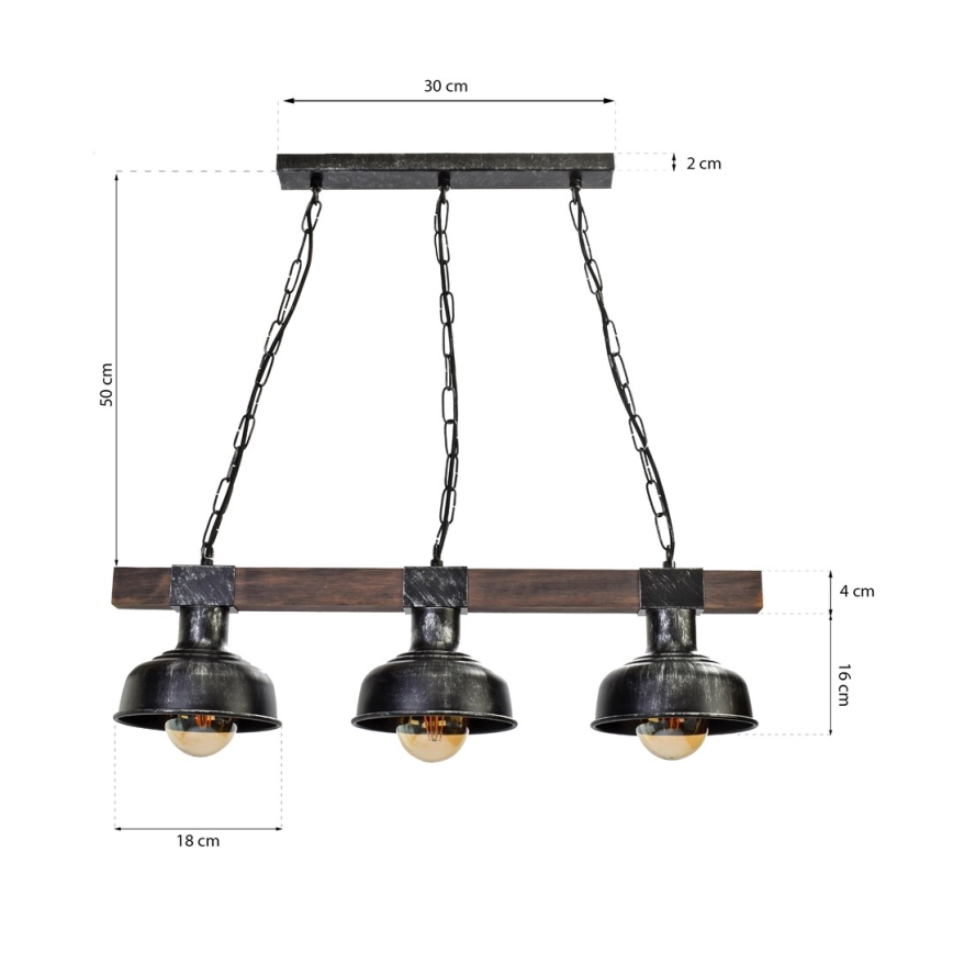 Ljuskrona med kedja FARO 3xE27/60W/230V
