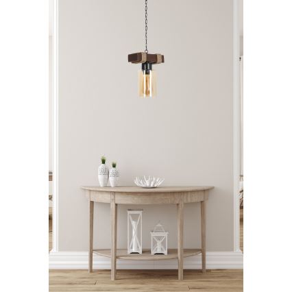 Ljuskrona med kedja JASMIN 1xE27/40W/230V brun/beige