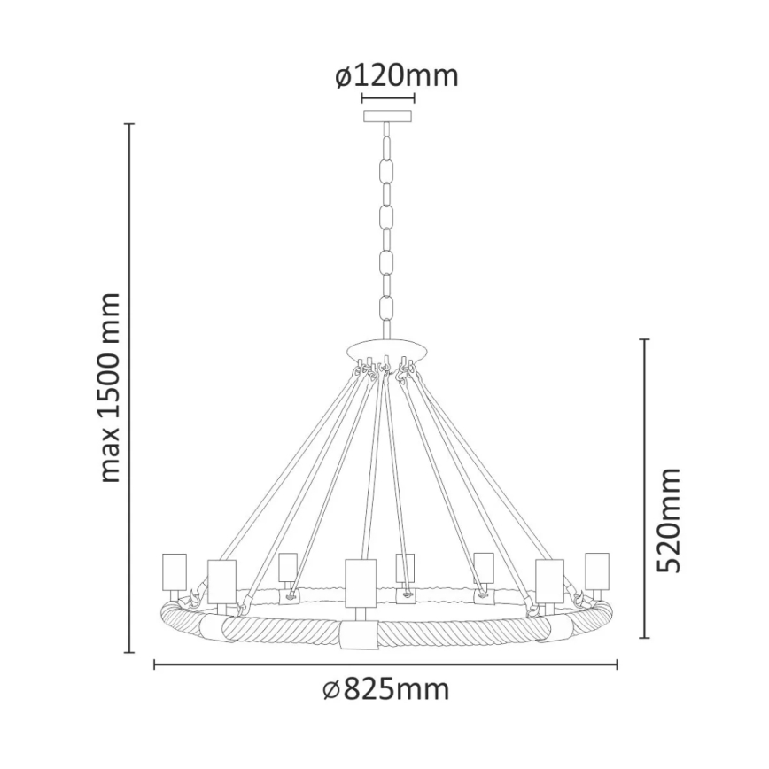 Ljuskrona med kedja ROPE ARTHUR 8xE27/20W/230V
