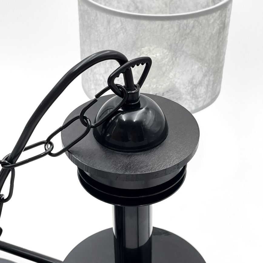 Ljuskrona med kedja ROSA 5xE27/60W/230V svart/grå