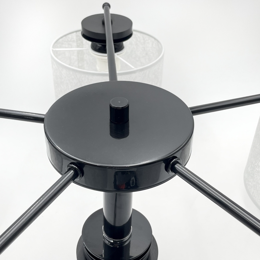 Ljuskrona med kedja ROSA 5xE27/60W/230V svart/grå