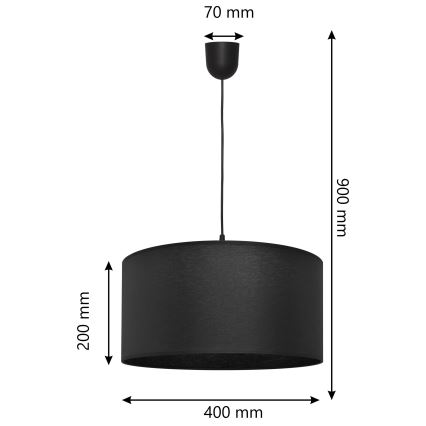 Ljuskrona med snöre ALBA 1xE27/15W/230V d.40 cm svart
