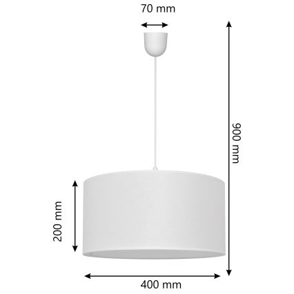 Ljuskrona med snöre ALBA 1xE27/15W/230V d.40 cm vit