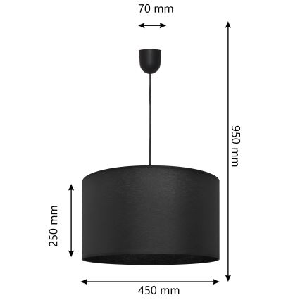 Ljuskrona med snöre ALBA 1xE27/15W/230V d.45 cm svart