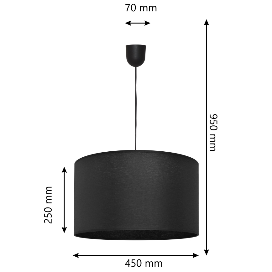 Ljuskrona med snöre ALBA 1xE27/15W/230V d.45 cm svart