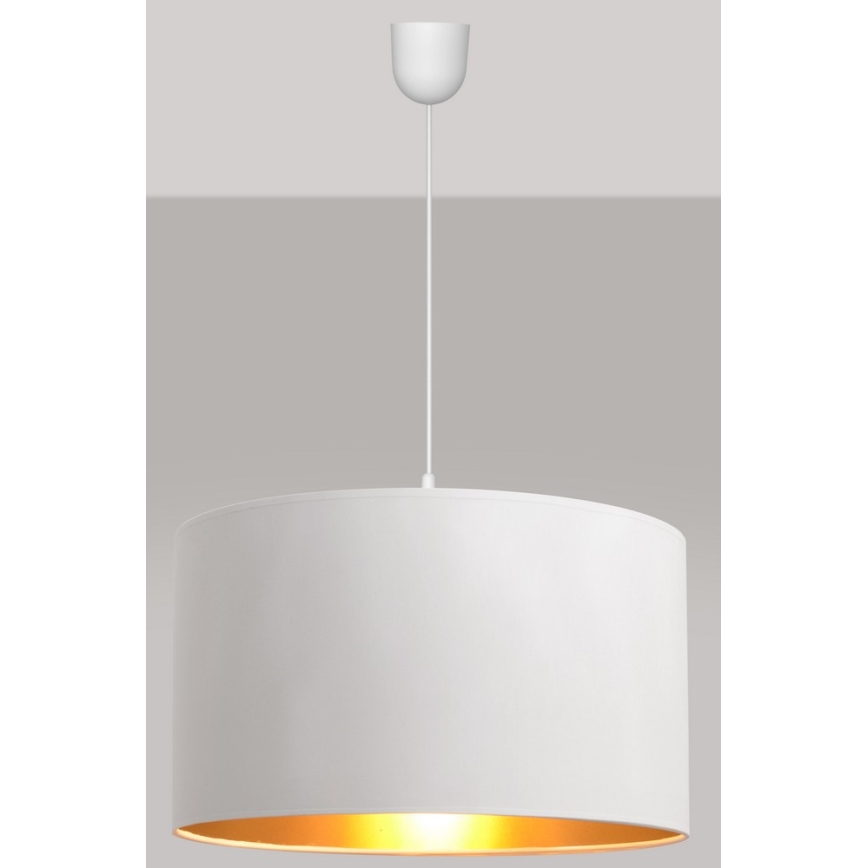 Ljuskrona med snöre ALBA 1xE27/15W/230V d.45 cm vit/guld