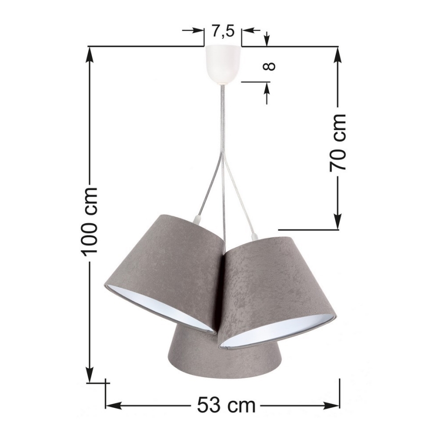 Ljuskrona med snöre AMBROSEIA 3xE27/60W/230V