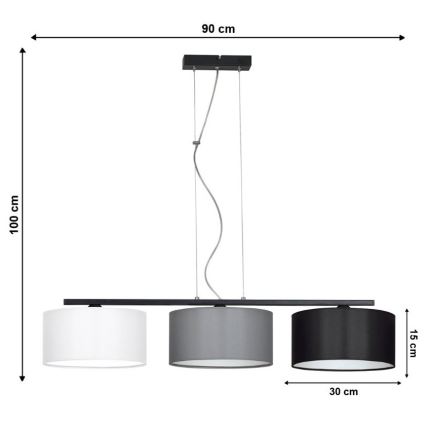 Ljuskrona med snöre ASTRA 3xE27/60W/230V